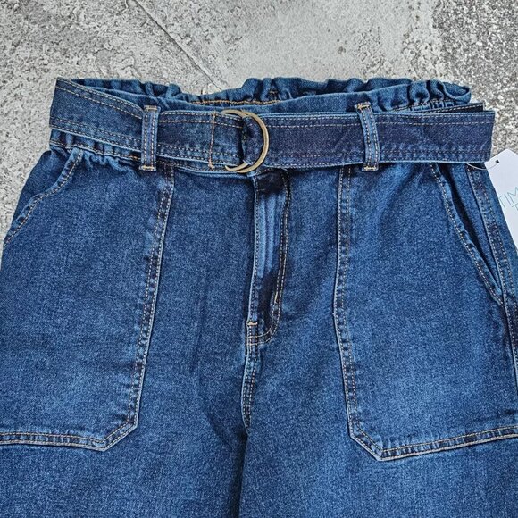 Time and Tru Women Jeans B Wide Legs Jeans W/ Belt Blue Cotton Denim Size 12 - Picture 3 of 11